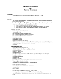 Work Instruction for Material Shipments in ICMS