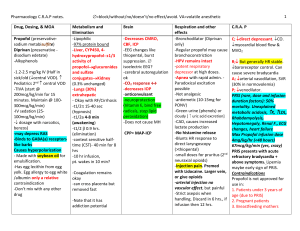 Pharmacology C.R.A.P Notes: Propofol