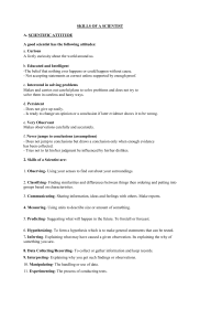Skills of a Scientist: Scientific Attitudes & Methods