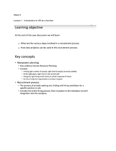HR Function Introduction - Week 9 Lecture 1