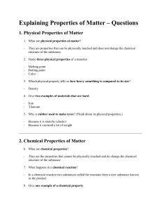 Properties of Matter Quiz Questions