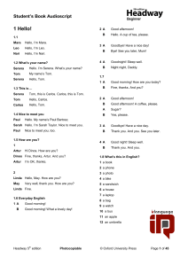 Headway 5th Edition Beginner Student&rsquo;s Book Audioscript