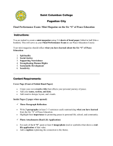 Saint Columban College Peace Education Exam: Six S Mini-Magazine