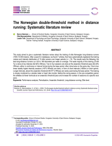 Norwegian Double-Threshold Method in Distance Running: Systematic Review