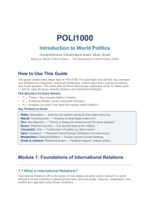 POLI1000 World Politics Exam Study Guide