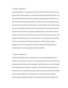Technical Communication Reflections: Chapters 1, 3, 4