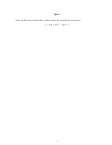 Quiz 1: Solve Initial Value Problem using Variation of Parameters