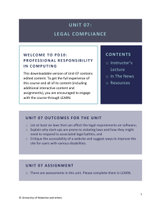 Unit 07: Legal Compliance in Computing