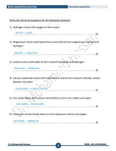 Chemical Equations Practice Worksheet
