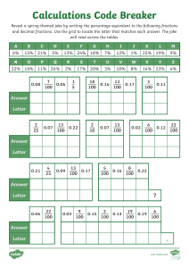 Calculations Code Breaker: Spring Joke Math Worksheet