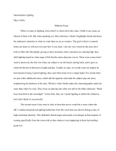 Intermediate Lighting Midterm Essay: Film Lighting Analysis