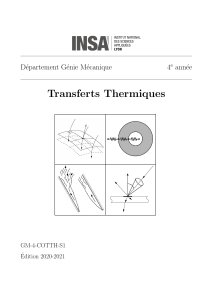 Transferts Thermiques - INSA Lyon 4e ann&eacute;e G&eacute;nie M&eacute;canique
