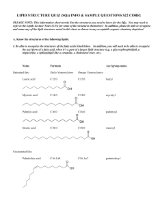 Lipid Structure Quiz Info & Sample Questions