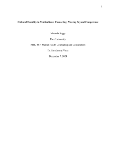 Cultural Humility in Multicultural Counseling: Beyond Competence