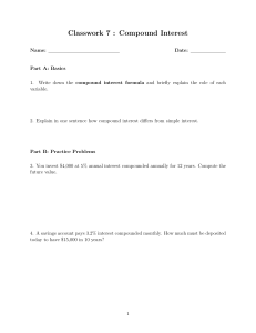 Compound Interest Worksheet: Basics, Practice, Applications