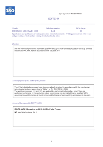 ISO 15614-1:2004/Amd 1:2008 Interpretation - Multi-Process Welding Procedures