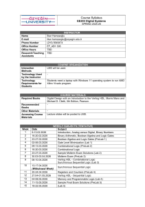 EE203 Digital Systems Syllabus - &Ouml;zyeğin University Spring 2025-26