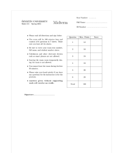 &Ouml;zyeğin University Math 211 Spring 2024 Midterm