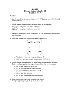 CS 112 Discrete Math Problem Set 3: Relations