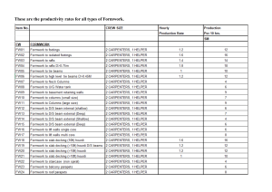 Construction Formwork Productivity Rates Table
