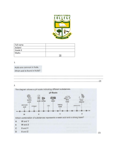 Grade 9 Science Test: Acids and Bases