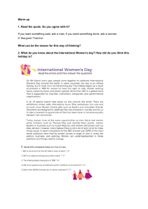 International Women's Day Worksheet: History & Quiz