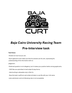 Baja Cairo University Racing Team Pre-Interview Task