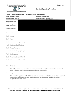 Sanitary Welding Documentation Guidelines SOP