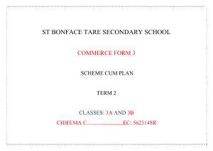 St Bonface Tare Secondary School Commerce Form 3 Term 2 Scheme Cum Plan