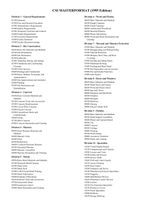 CSI MasterFormat 1995 Edition Construction Divisions