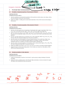 Inorganic Chemistry: Periodicity of Period 3 Elements