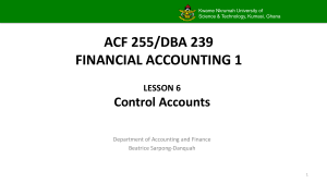 Financial Accounting 1 Lesson 6: Control Accounts