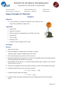 Impact Strength of a Material: Engineering Mechanics Lab Report