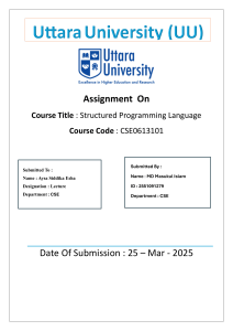 Structured Programming Language Assignment: C Code Examples