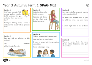 Year 3 SPaG Mat: Autumn Term 1 Grammar & Punctuation