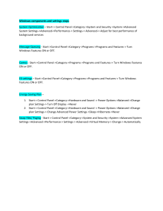 Windows Components and Settings Steps