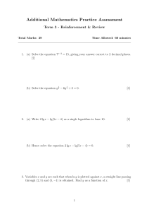 Additional Mathematics Practice Assessment Term 3