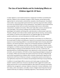 Social Media Effects on Children 10-19: Mental Health, Academics, Social Development