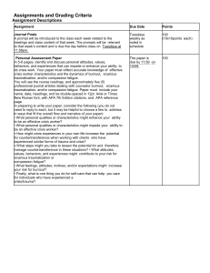 Course Assignments and Grading Criteria for Crisis Work