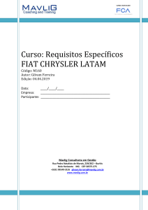 Curso de Requisitos Espec&iacute;ficos FIAT CHRYSLER LATAM - Manual de Treinamento para Fornecedores FCA