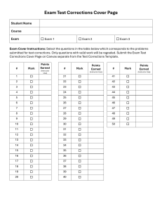Exam Test Corrections Cover Page Template