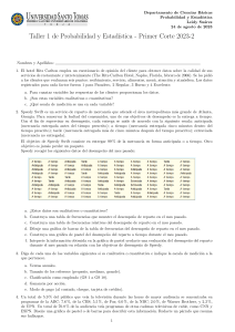 Taller 1 Probabilidad y Estad&iacute;stica - Universidad Santo Tom&aacute;s