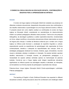 Ensino da L&iacute;ngua Inglesa na Educa&ccedil;&atilde;o Infantil: Contribui&ccedil;&otilde;es e Desafios