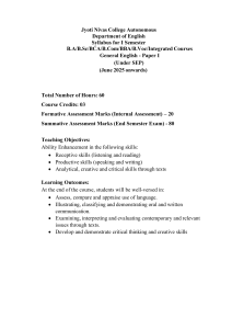 General English Paper I Syllabus Jyoti Nivas College