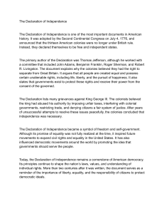 The Declaration of Independence: History and Principles