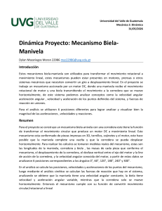 Proyecto Mecanismo Biela-Manivela: An&aacute;lisis Din&aacute;mico