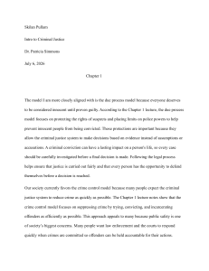 Due Process vs Crime Control Models in Criminal Justice