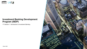 IBDP Session 1: Introduction to Investment Banking