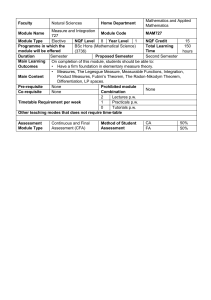 Measure and Integration Module Syllabus MAM727