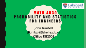 MATH 4030 Probability and Statistics for Engineers Course Notes